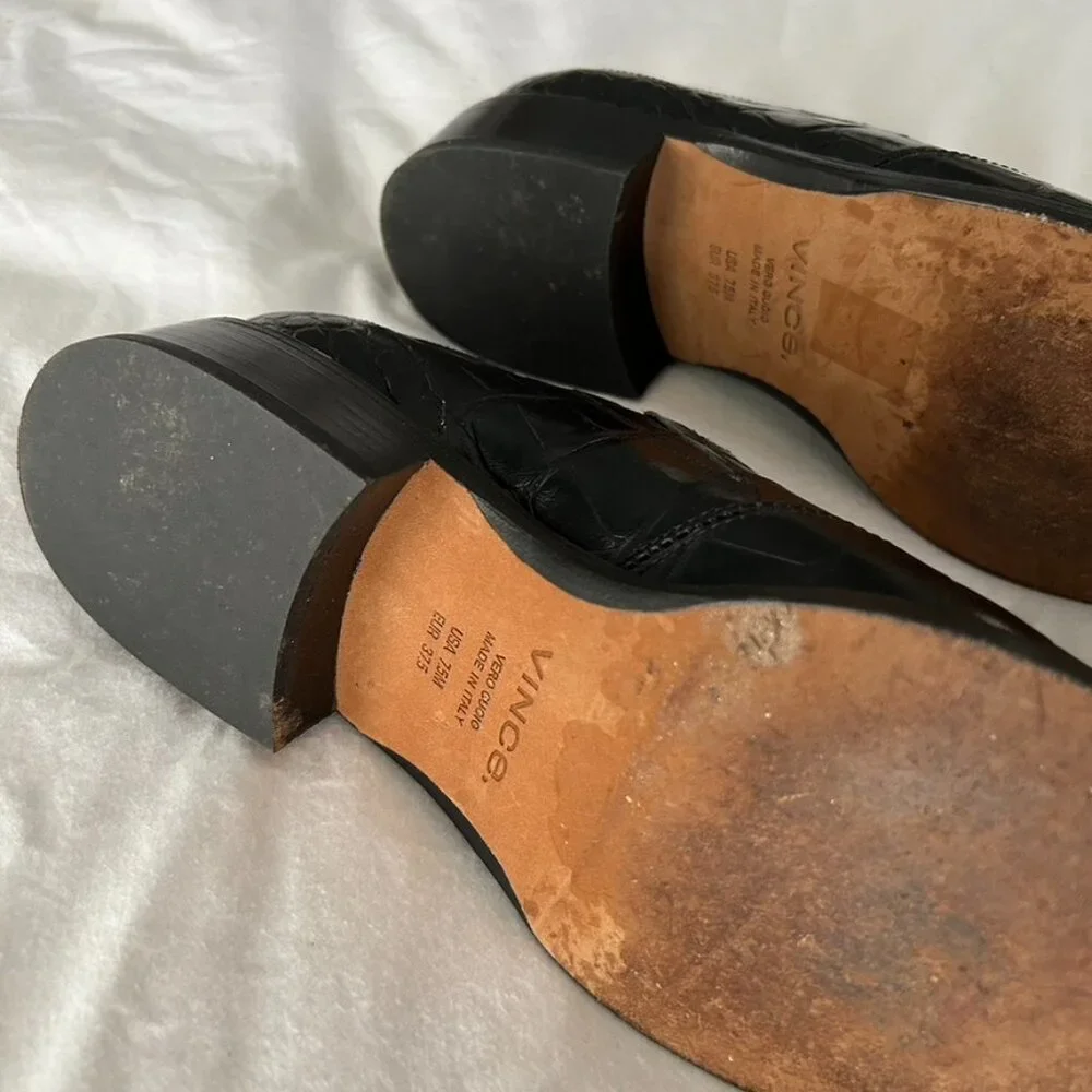 Vince Leather Croc Loafers 7.5